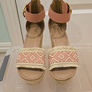 Tommy Hilfiger Pink and Cream Wedges with Bohemian Flair